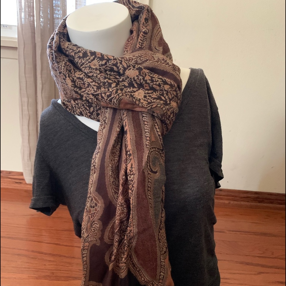 Brown patterned scarf